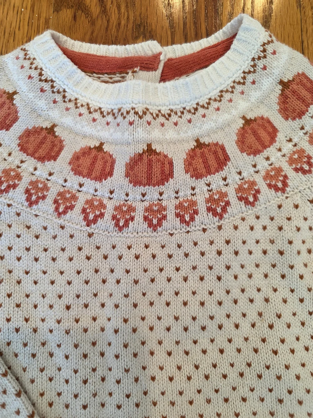 Max Studio Cream Knit Dress with Orange Pumpkin Pattern